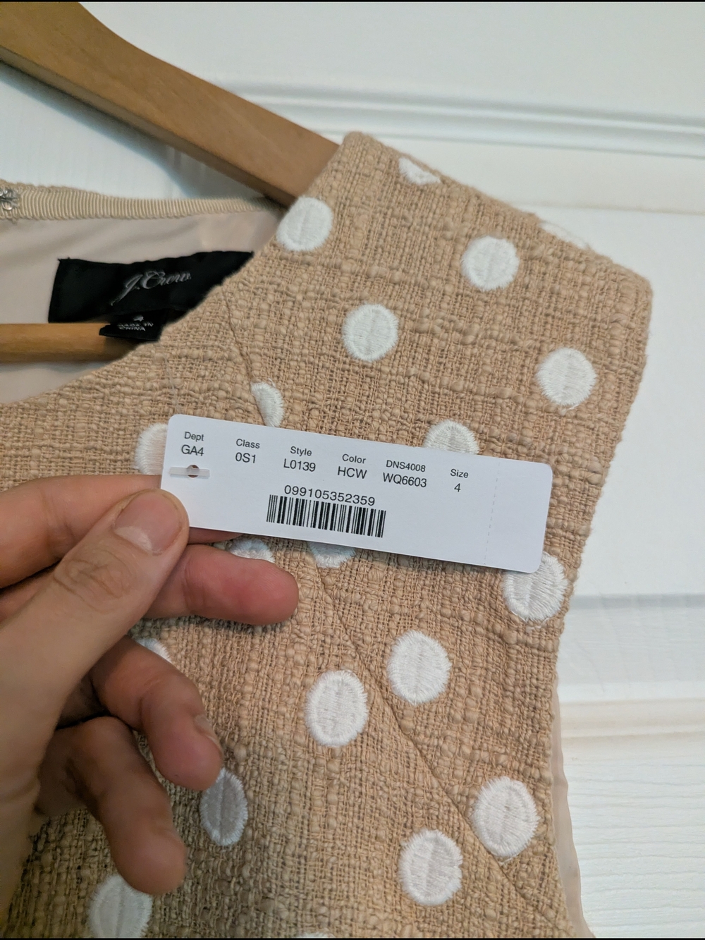 J. Crew Beige Polka Dot Midi Dress - Picture 2 of 4